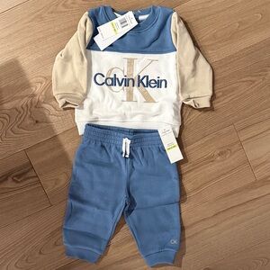Calvin Klein Kids Blue and Beige Jogger Set